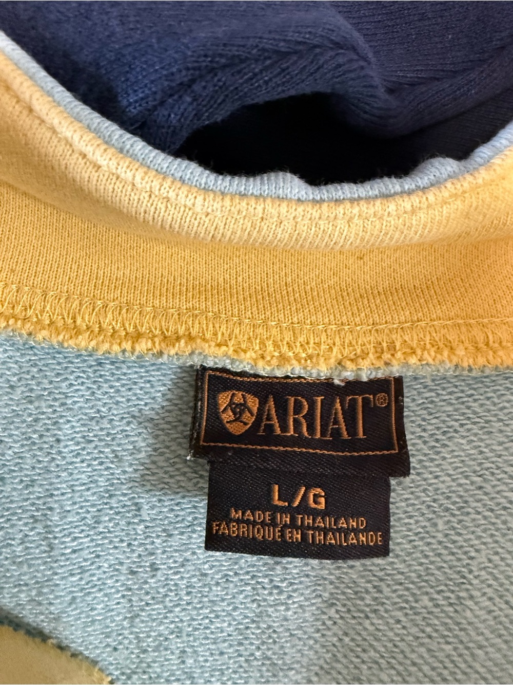 Ariat Pullover Western Baby Blue Barrel Racing 1/4 Zip Rodeo Sweatshirt Lg - Picture 7 of 9